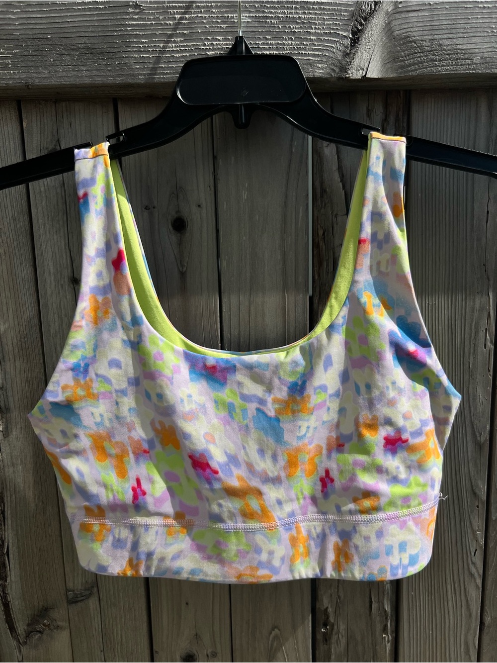 Fabletics Harlyn Reversible Midi Medium Impact Sports Bra in “New Wave Floral”